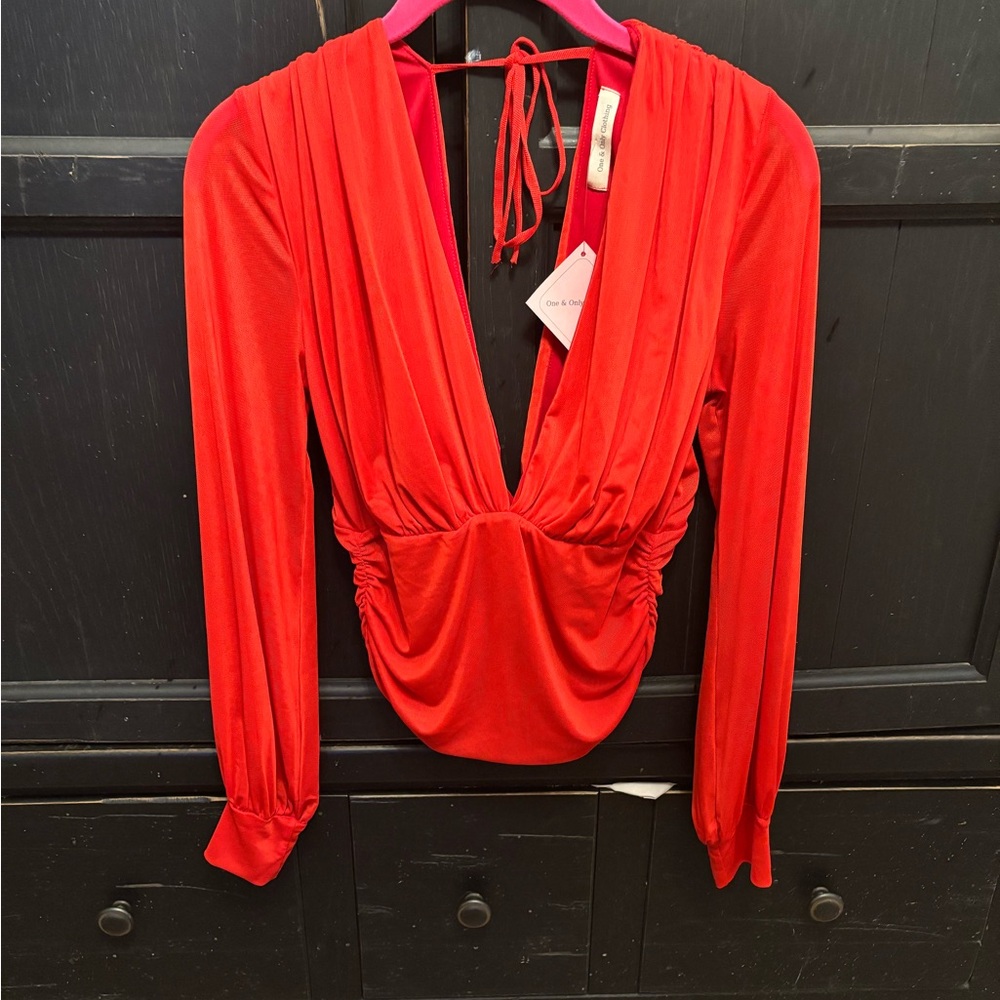 Elegant Red Plunge blouse